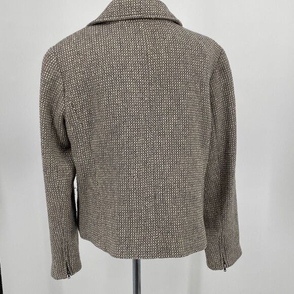 Talbots Women's Tweed Zip Front Moto Jacket Wool Blend Metallic Gray Size 16 - Picture 3 of 13